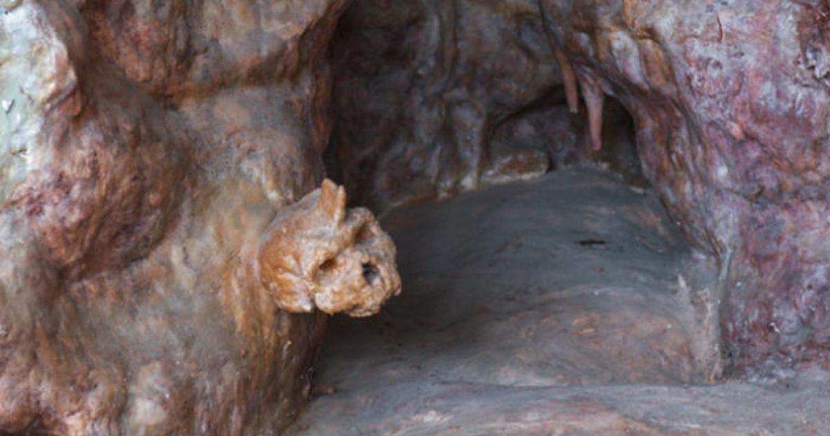 Reconstruction of the inner cave chamber where the Petralona man was discovered