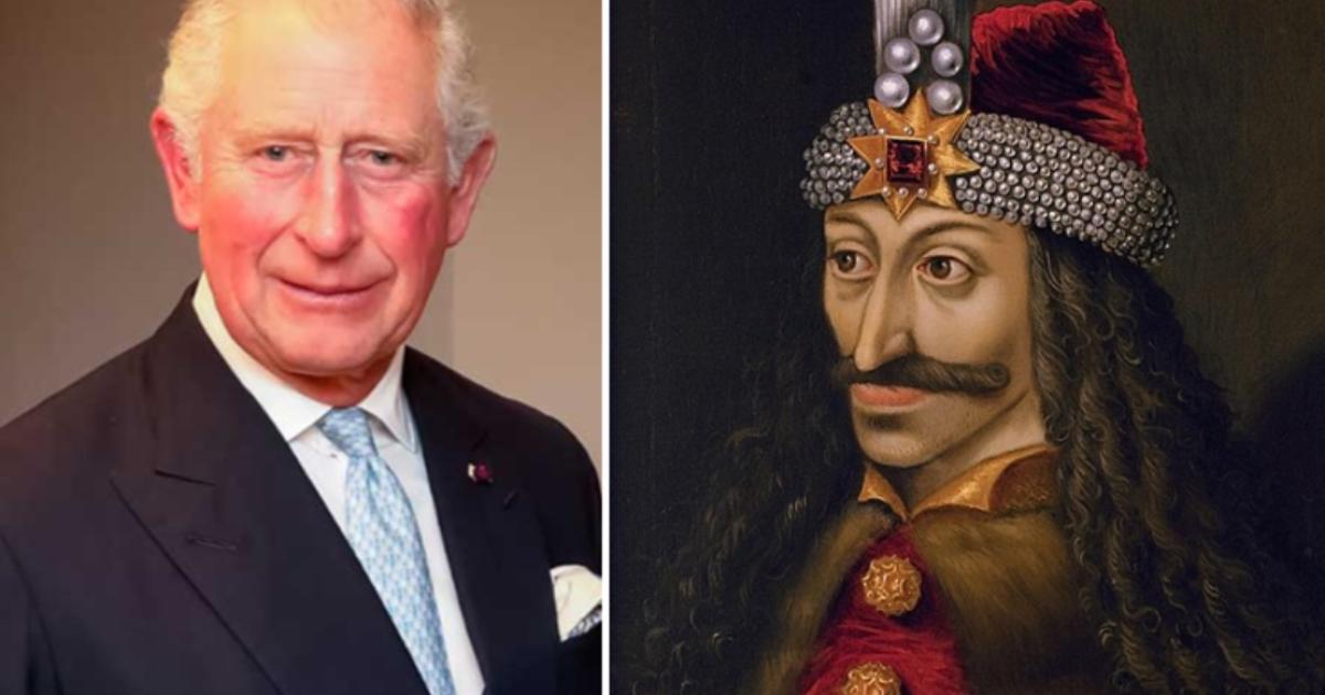 Photo of King Charles III and The Ambras Castle Portrait of Vlad III.