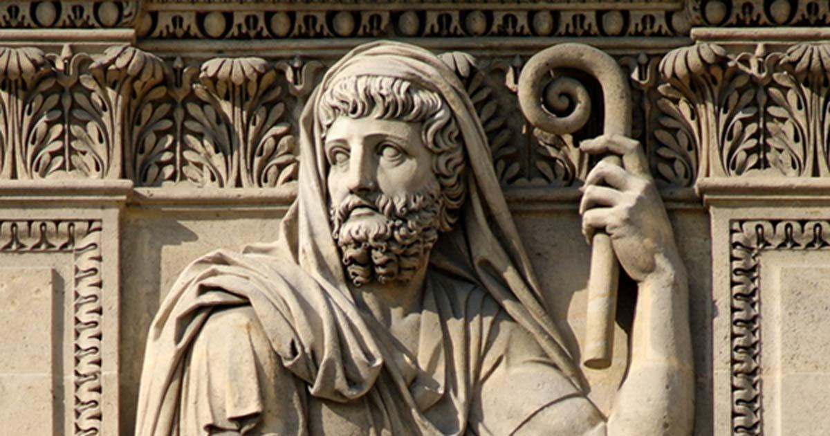Detail of a relief of Herodotus by Jean-Guillaume Moitte, 1806. Cour Carrée in the Louvre Palace, Paris, France.