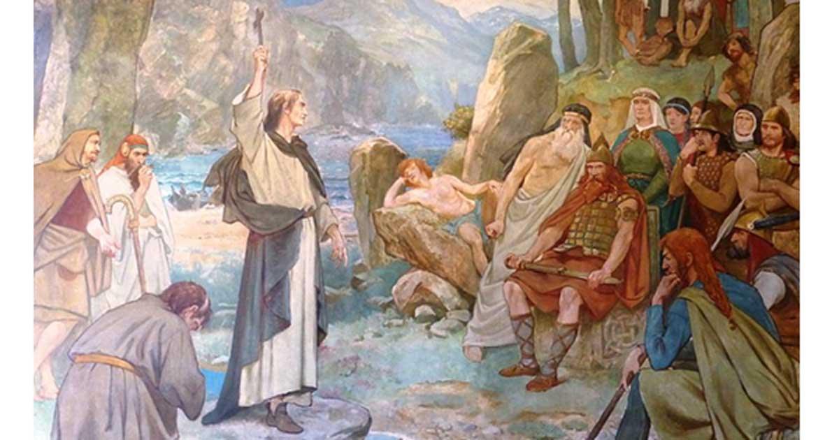 Saint Columba converting King Brude of the Picts to Christianity, Scottish National Portrait Gallery 