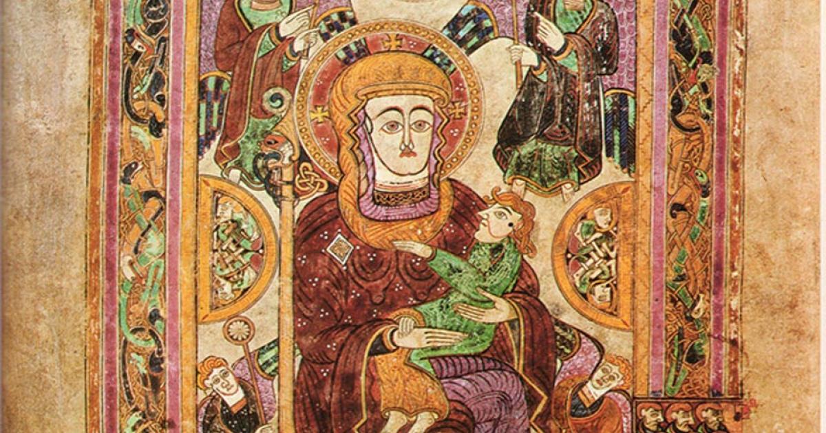 Folio 7v contains an image of theVirgin and Child.