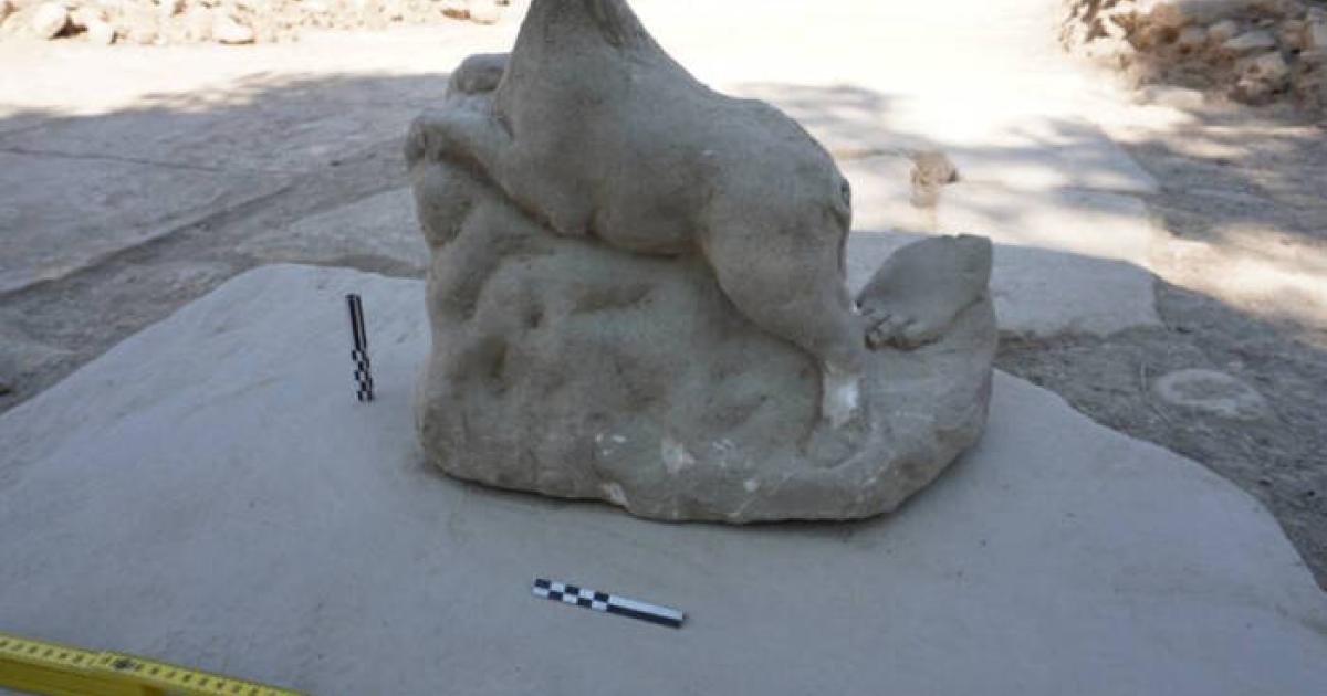 Life-size ancient pig statue discovered at Gortyna, Crete. 