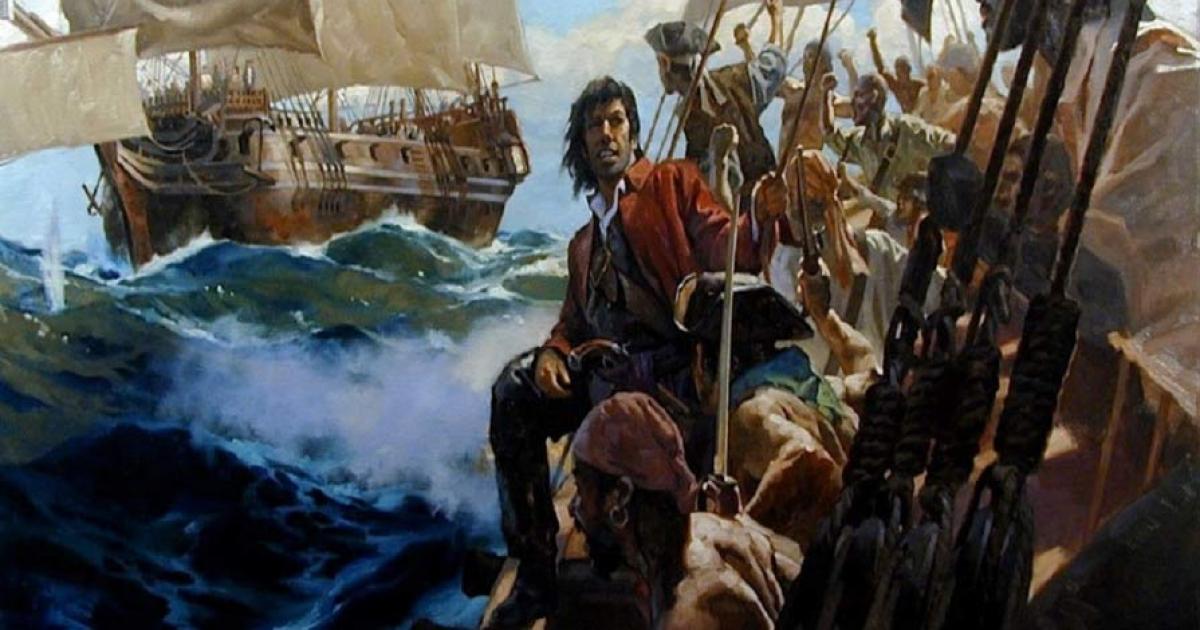 Pirate Bellamy sailing in search of treasure 