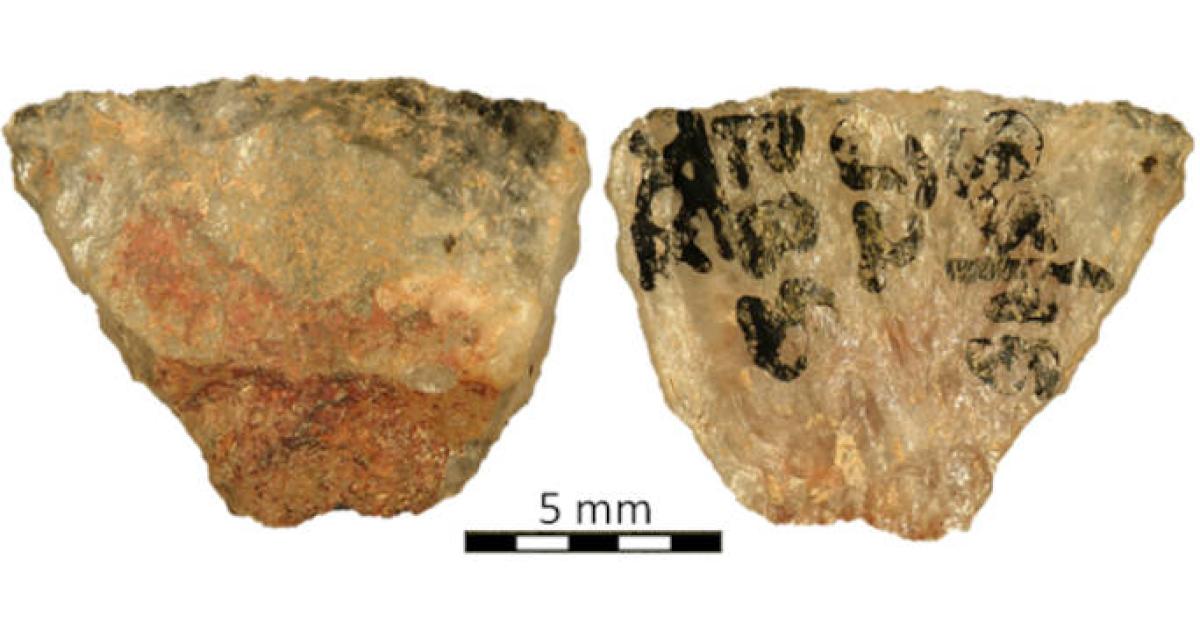 Both sides of one of the poison arrowheads found at Umhlatuzana Rock Shelter