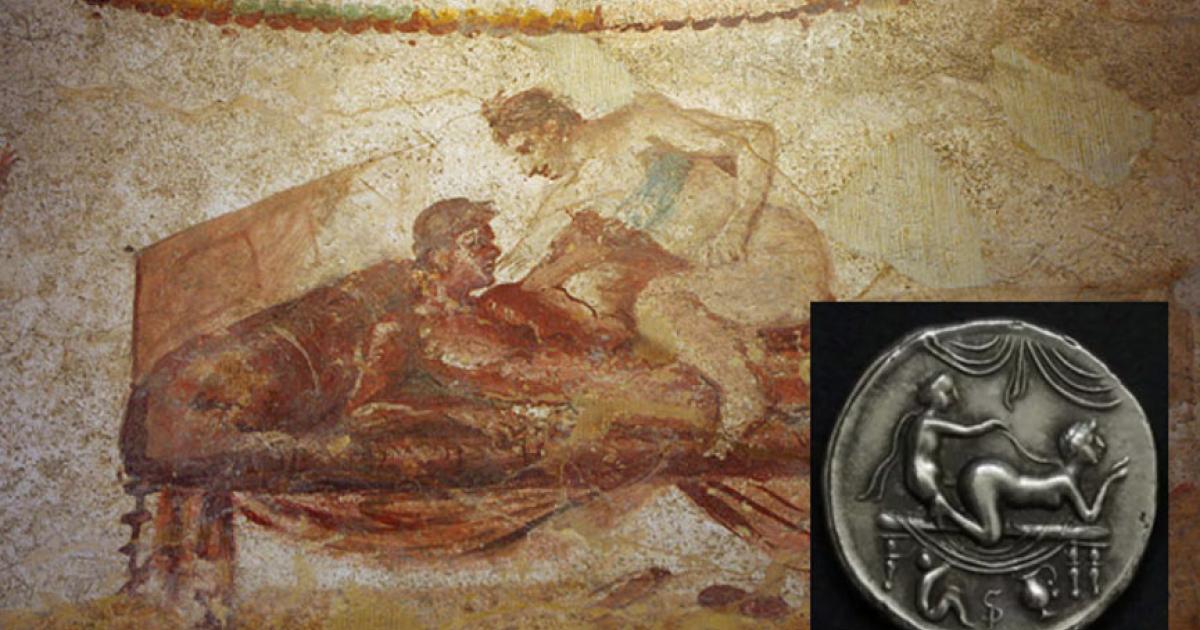 A Pompeii brothel mural.