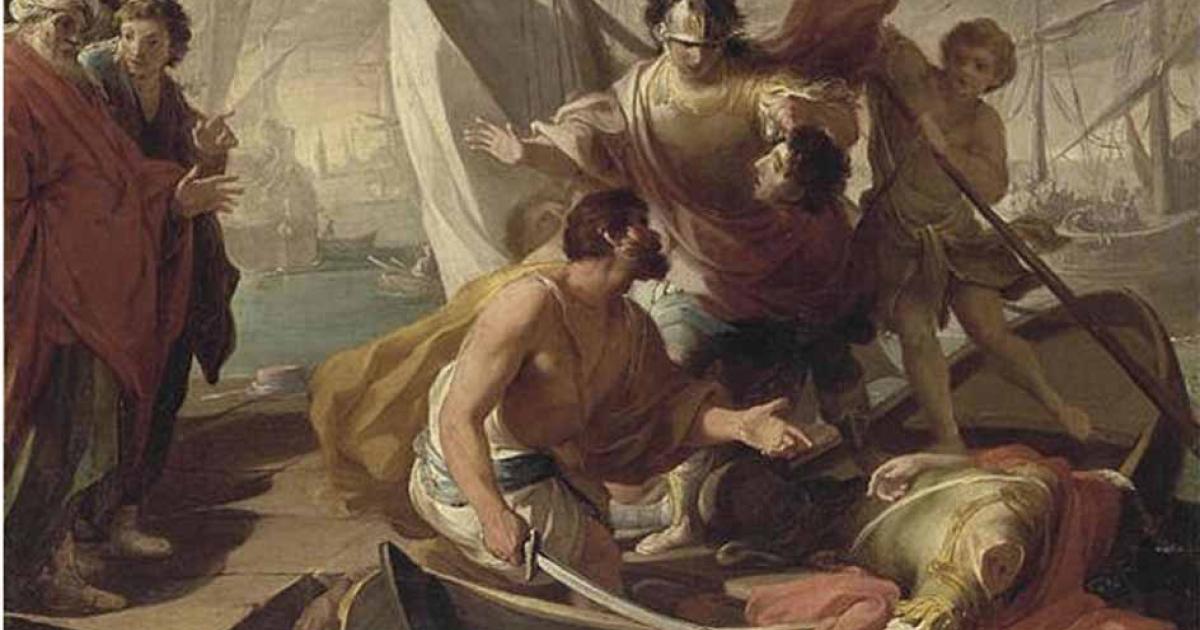 The death of Pompey, a tragic end to an impressive life, 18th century painting by unknown artist Source: Public Domain
