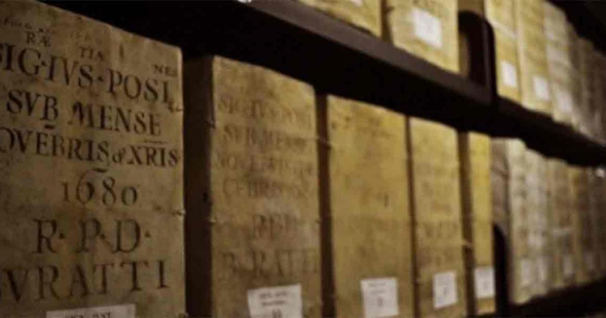 Records on the shelves of one of the Archives' storage areas, known as the Scaffali in Ferro, which contains 13 kilometers of shelving over two floors. Source: Vatican Apostolic Archives