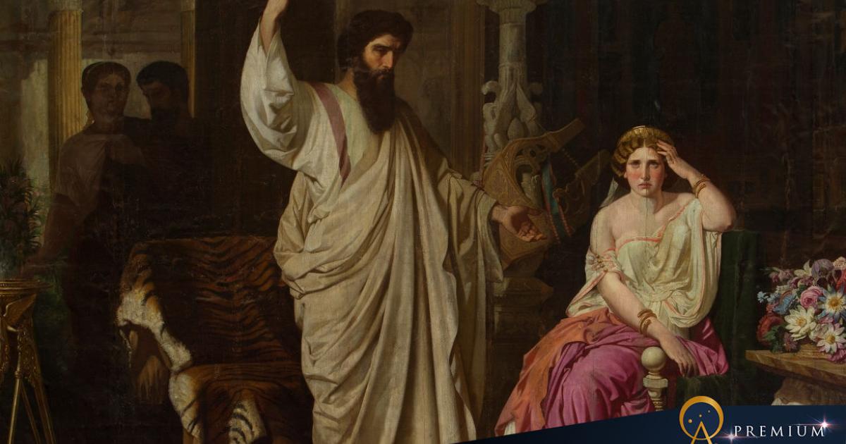 Saint Paul, surprised by Nero at the moment of converting Sabina Poppaea by Isidoro Lozano ca. 1858.