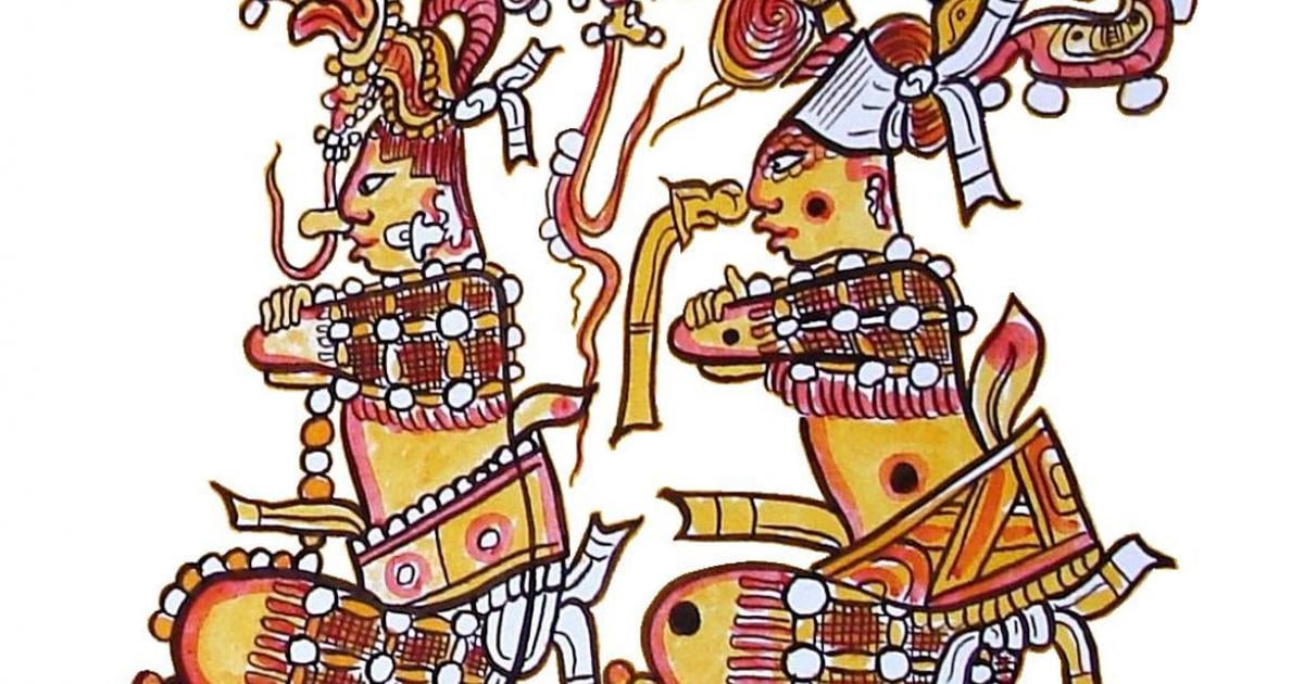 The immolation of the hero twins, known from the Popul Vuh and other narratives, may have been re-enacted in the fifth-century AD Maya city of Tikal. The twins in this image were drawn from an ancient Maya ceramic piece.