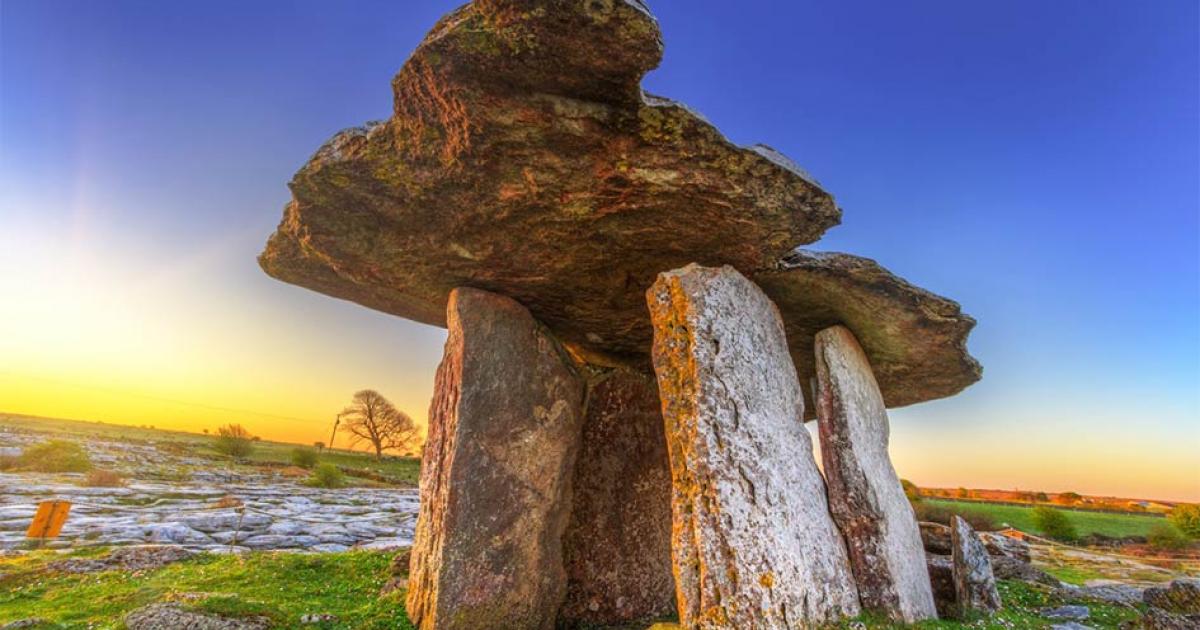 Poulnabrone portal tomb in Burren at sunrise, Ireland           Source: Patryk Kosmider
