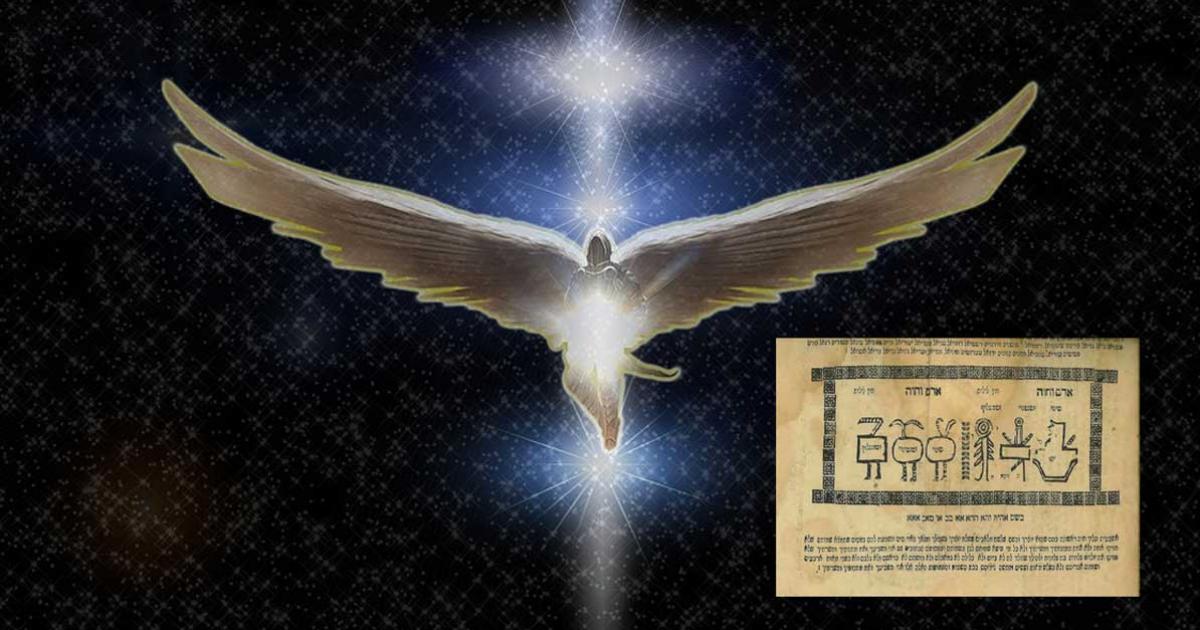 Angel and a page from the book of Raziel 