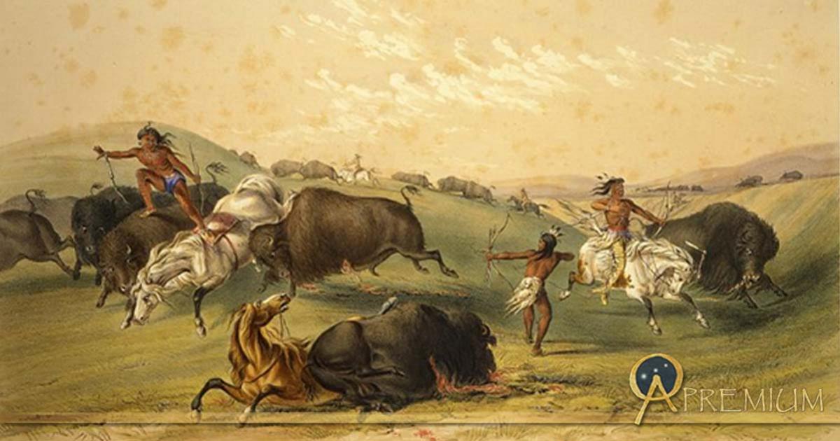 Buffalo Hunt: A Numerous Group by George Catlin 1844.