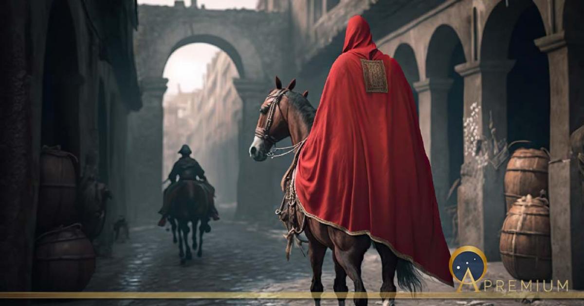 Hooded Roman soldier on a horse ( Ramy / Adobe Stock)