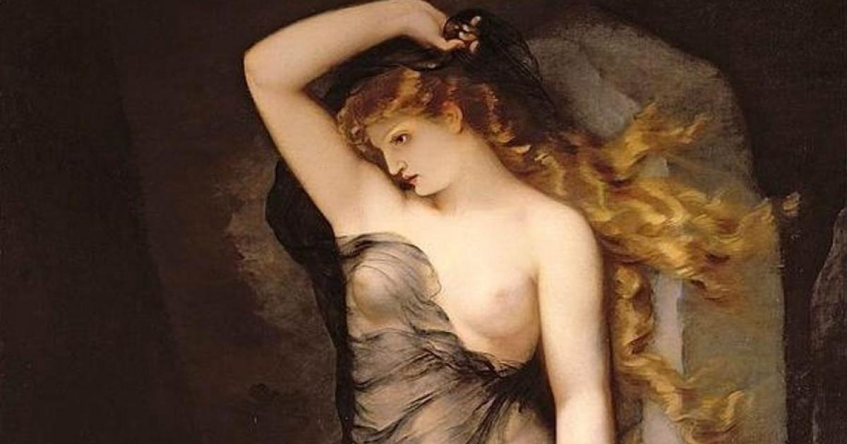 Detail of ‘Velleda’, as imagined in a 19th-century painting by Charles Voillemot. 