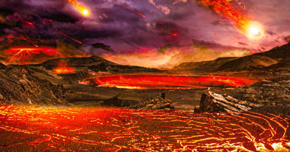 Artist's impression of the molten proto-Earth during its formation 4.5 billion years ago, before the giant impact that created the Moon