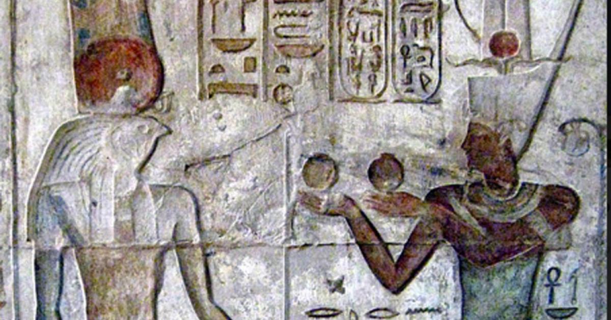 Menthu and Ptolemy IV. The Place of Truth, Deir el Medina   Source: Merlin UK /CC BY-SA 3.0