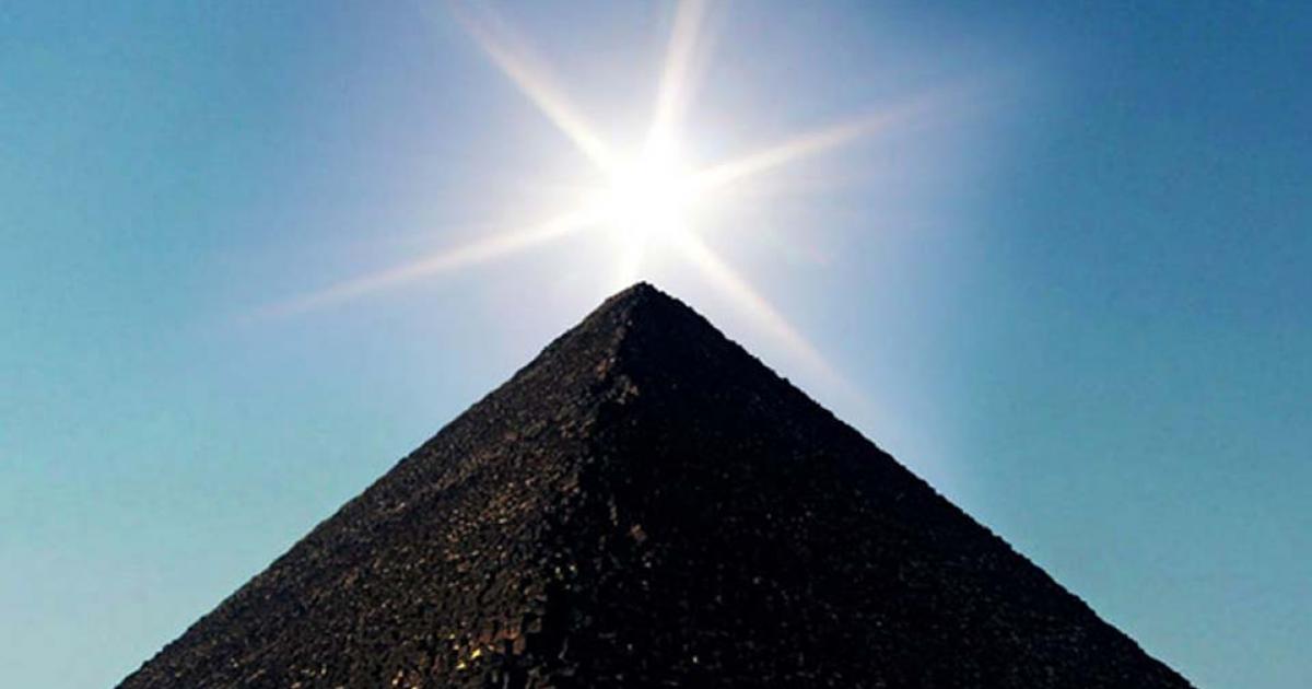 Great Pyramid of Giza in the rays of the sun. 