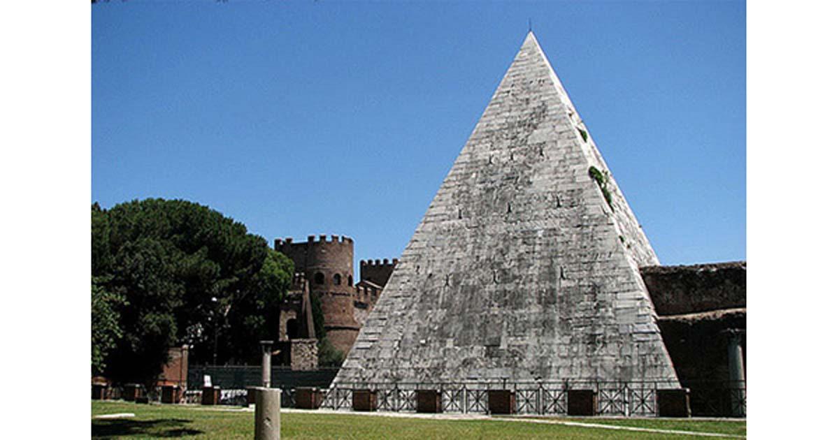 The Pyramid of Cestius overlooks the Protestant Cemetery of Rome
