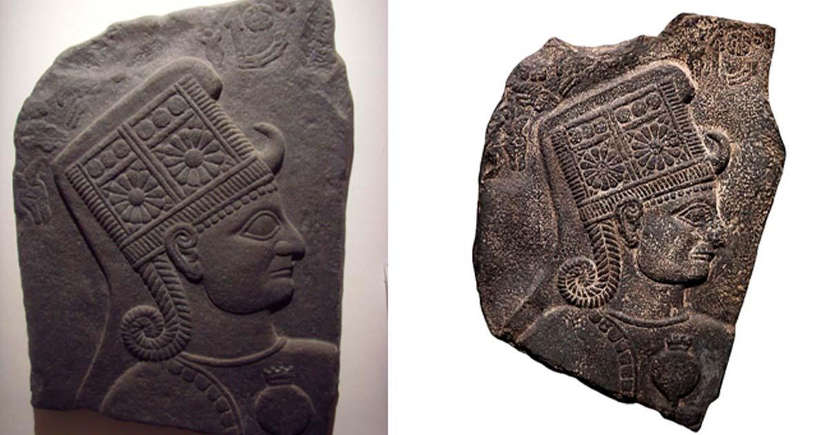 Queen Kubaba relief in the form of a goddess. Source: Left; Public Domain Right; CC BY-SA 2.0 FR