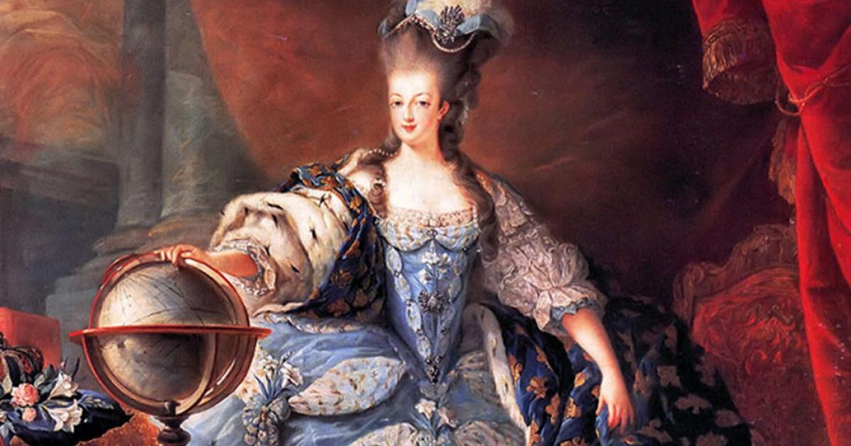 Marie Antoinette, Queen of France, en grand habit de cour, by Jean-Baptiste Gautier Dagoty, 1775.