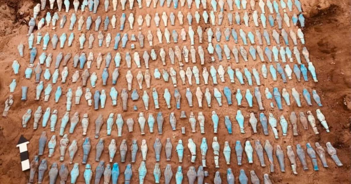 A massive collection of 560 faience ushabti figurines was discovered at Tell Quesna