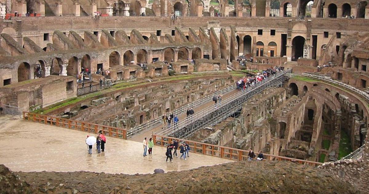 Interior of the Roman Colosseum, the most famous stadium to host gladiator games.
