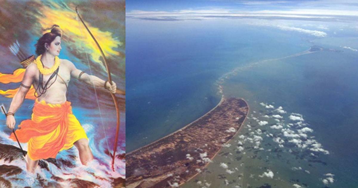 “Lord Rama got fed up with asking a non-responding Varuna (God of the oceans) to help him and took up the Brahmastra.” (Fair Use) Ram Setu – a natural phenomenon or perhaps a manmade bridge built to save a queen?