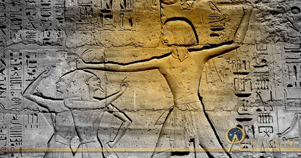 Ramesses III smites his enemies. Design by Anand Balaji.