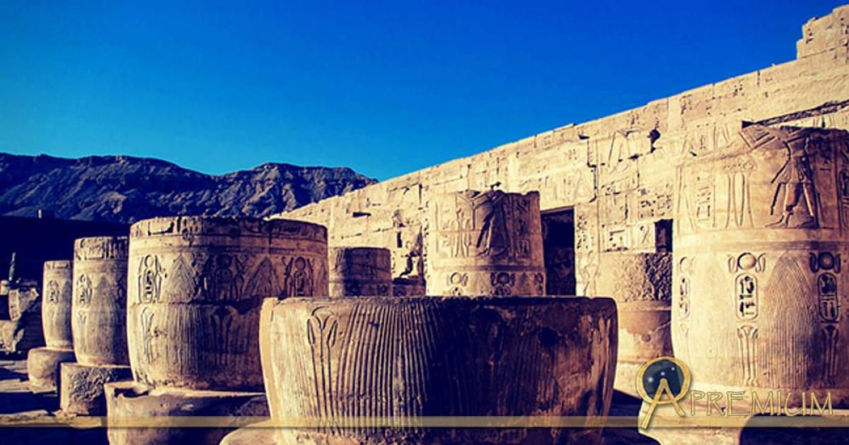 Remains of the Hypostyle Hall in the Mortuary Temple of Ramesses III at Medinet Habu; design by Anand Balaji 