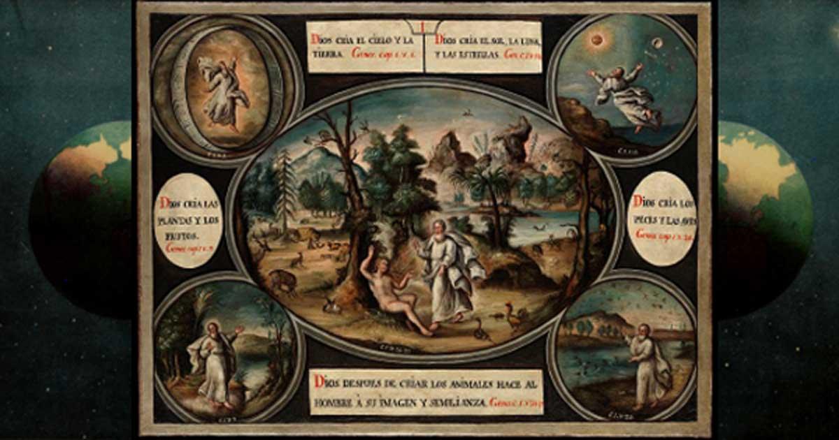 Episodes in the book of Genesis. Oil painting by a Spanish painter. Iconographic Collections.