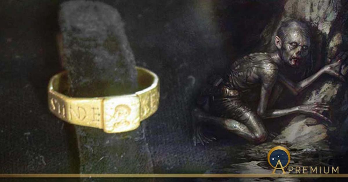 Ring of Silvianus ( CC BY 2.0 ) and artist's impression of Gollum ( CC BY-SA 4.0 )