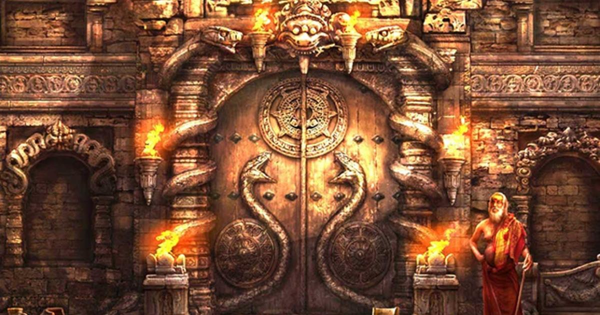 Artist’s representation of the sealed door of Vault B at Padmanabhaswamy Temple.