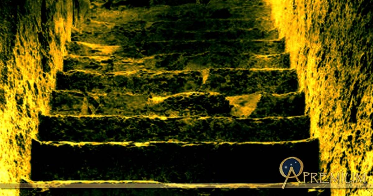 The entrance stairway of 16 steps viewed from the point where Howard Carter uncovered the first sealed doorway