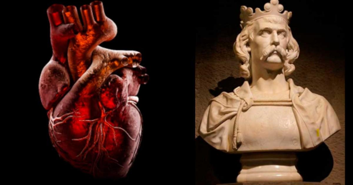 Robert the Bruce’s heart was found in 1921 and lost again until 1996. Now this King of Scots (Bust of Robert the Bruce at the National Wallace Monument) rests in peace, knowing his final wishes were granted. Source: Left: tussik / Adobe Stock; Right: Otter / CC BY-SA 3.0