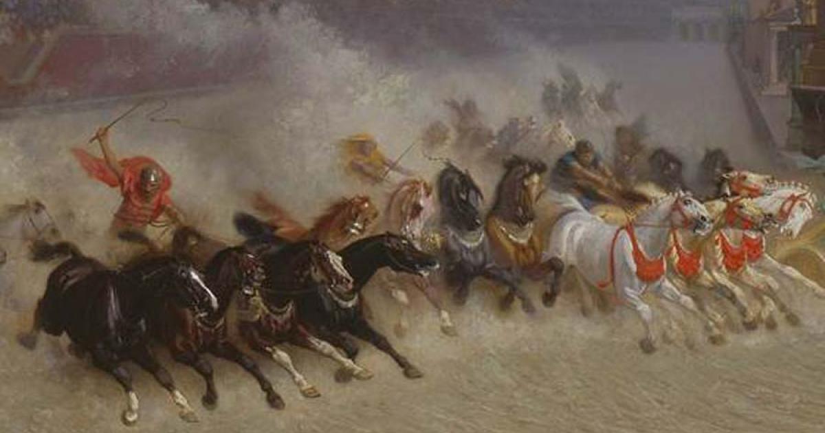 Modern depiction (1876) by Jean Léon Gérôme of a chariot race in Rome's Circus Maximus (Public Domain)