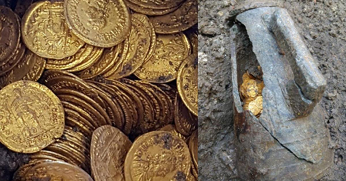 Roman gold coins found in an amphora in Como, Italy