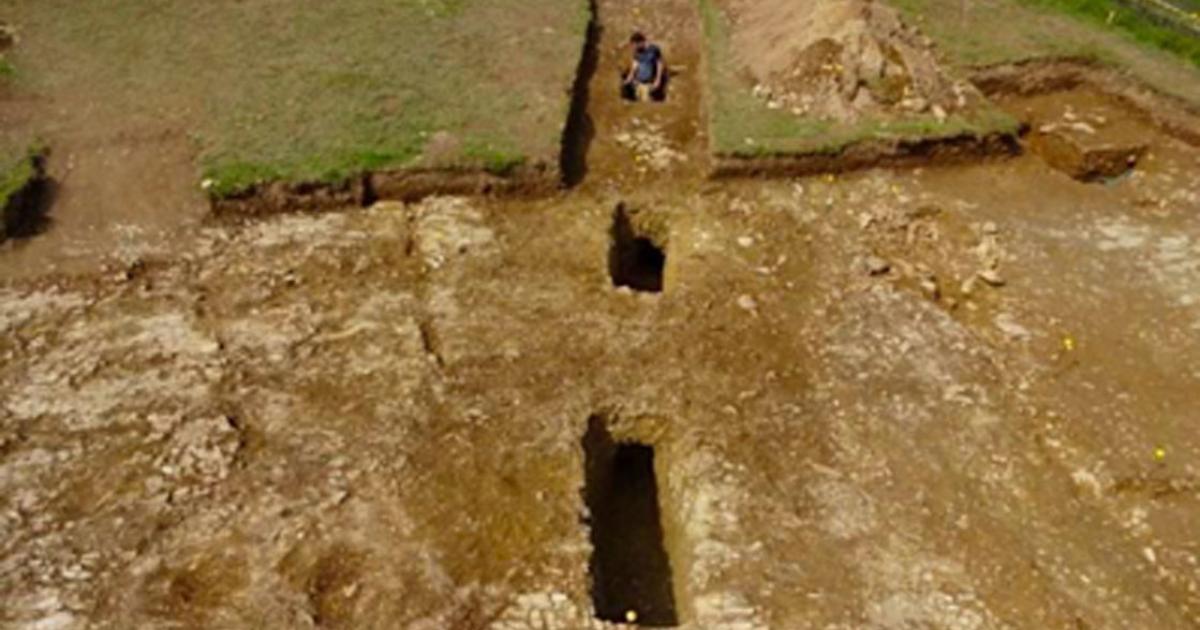 Suspected Roman mine pits were uncovered, which would have intersected with a lost Roman road. Source: University of Exeter / Fair Use.