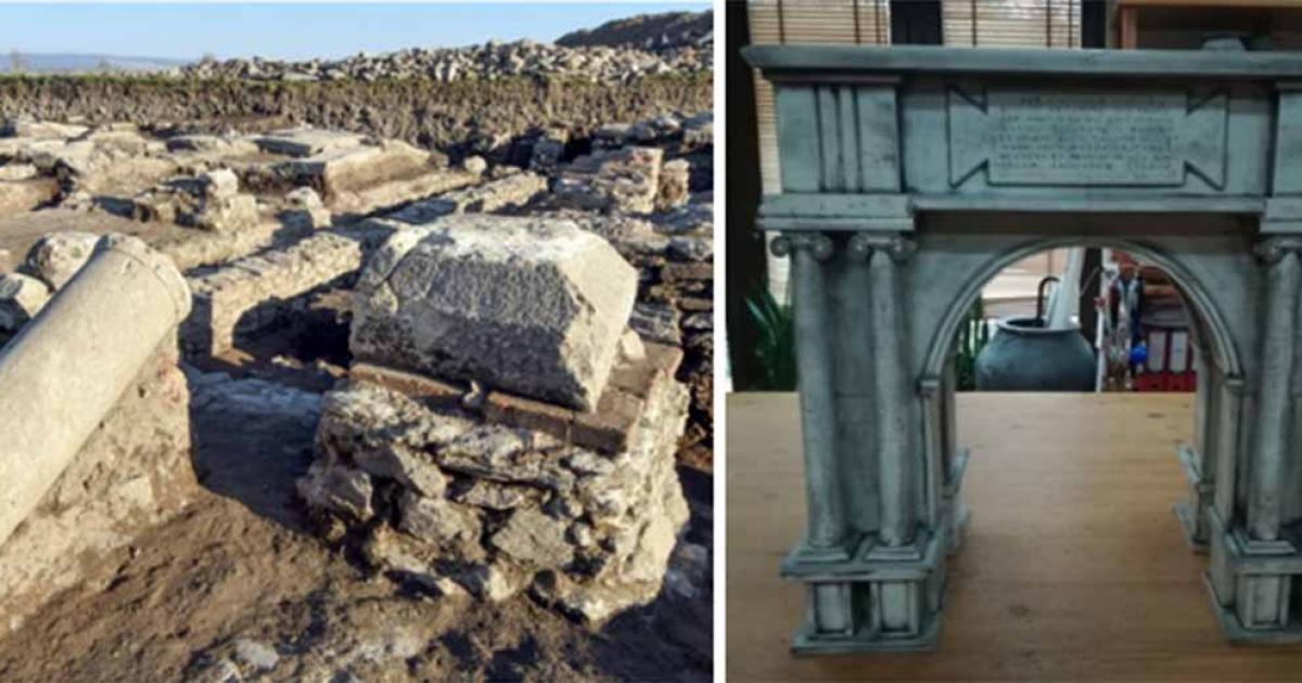 The remains of the Roman triumphal arch found in Serbia.     Source: Serbia Archaeological Institute.