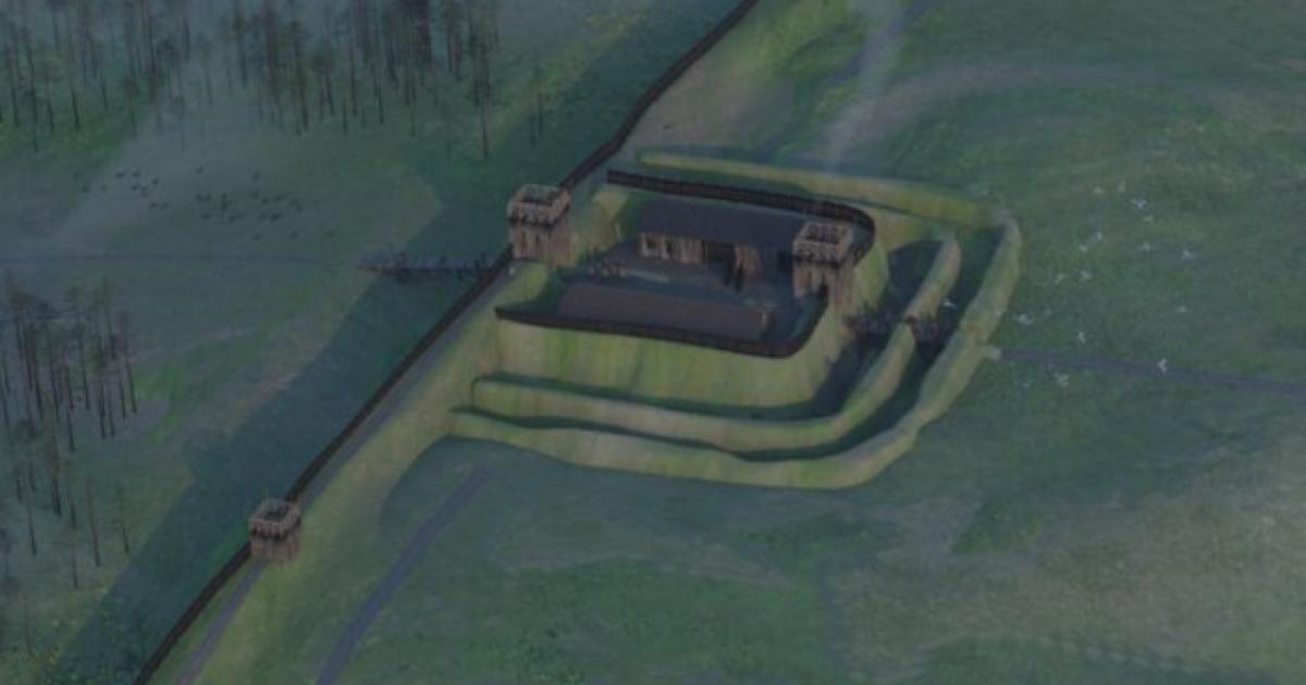 Visual reconstruction of the Boclair Road Roman fortlet.