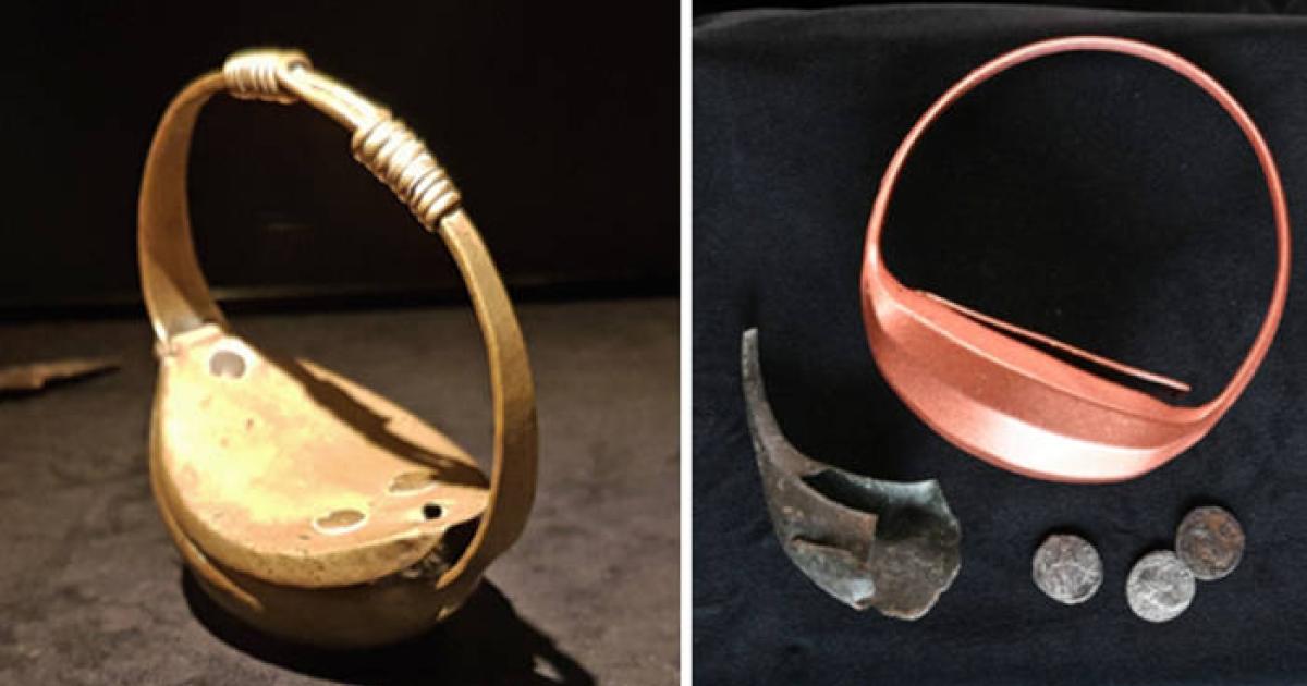 Left; Similar Roman purse. Right; The purse fragment and 3D replica. 