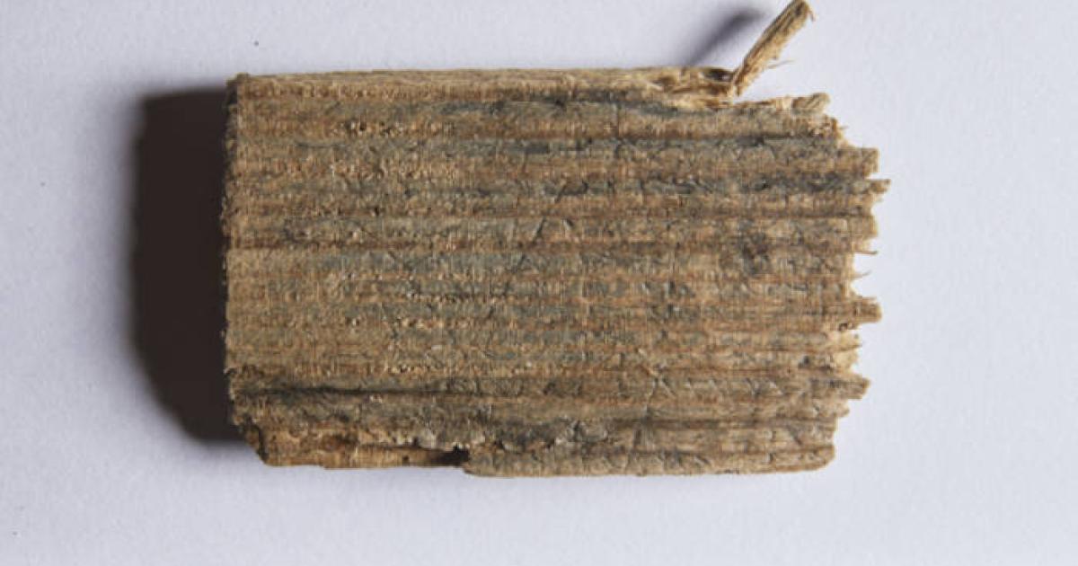 Fragment of a wooden writing tablet that has been examined.