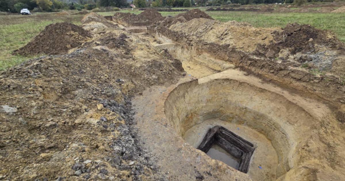 Excavation that exposed one of the Roman wells at Roman Maestriana in modern day Hungary. 