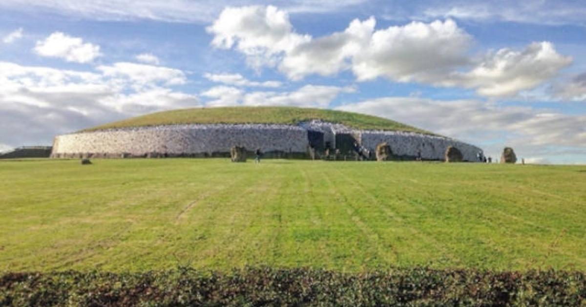 The Newgrange prehistoric monument in Ireland is a large circular mound containing a chamber