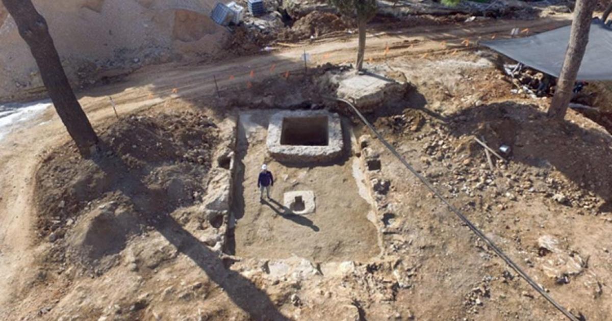 Aerial view of the winery at the Schneller Compound in Jerusalem. 