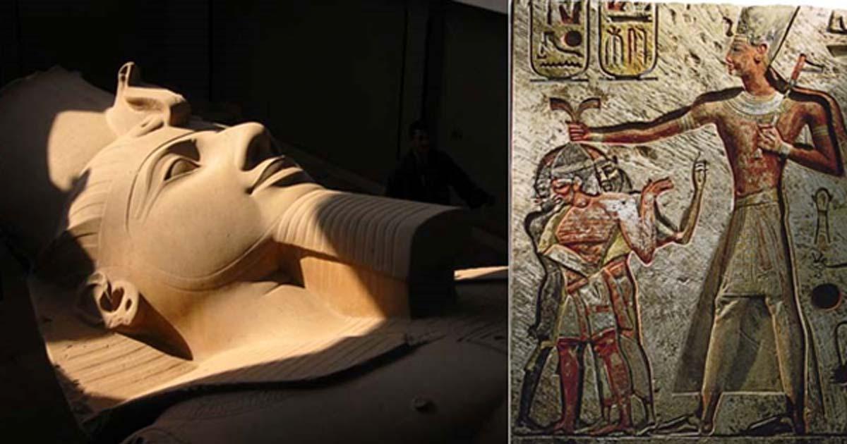 Colossal Statue of Ramses II in Memphis. Ramses II and his prisoners, Memphis relief