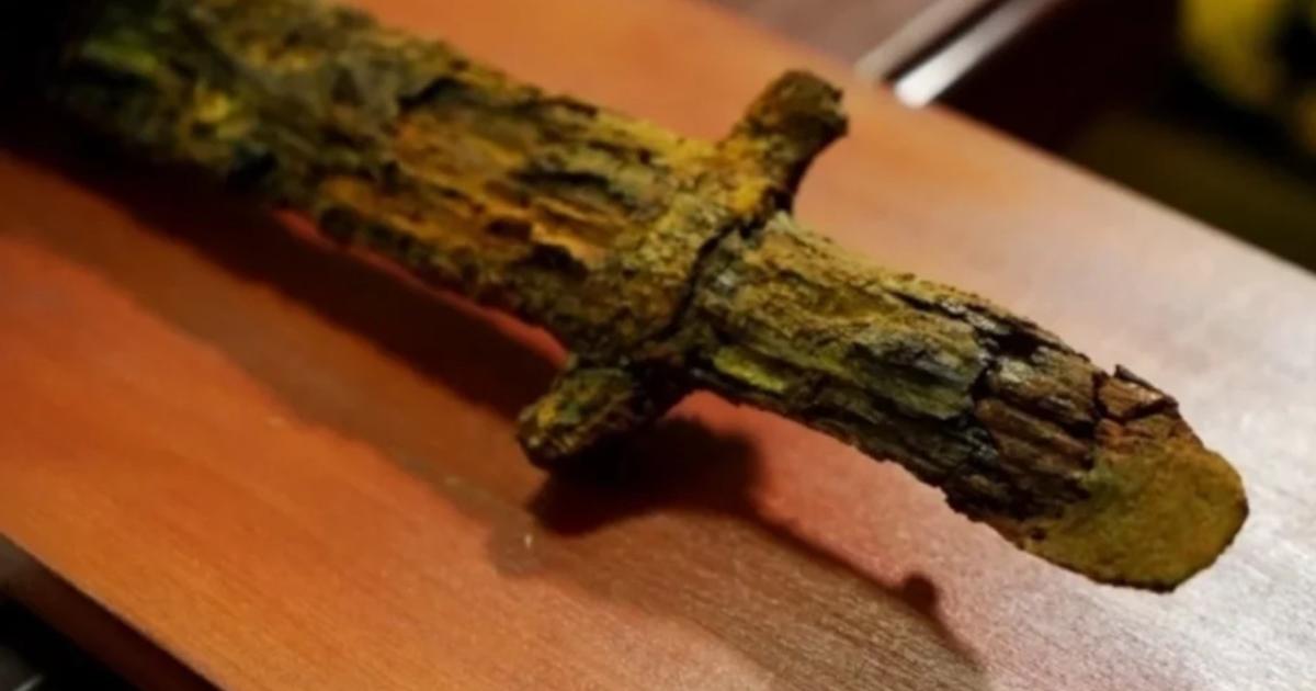 The hilt of the giant saber found in Russia