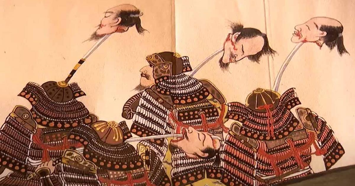 The Samurai would collect enemy heads. Source: YouTube Screenshot / Smithsonian Channel.