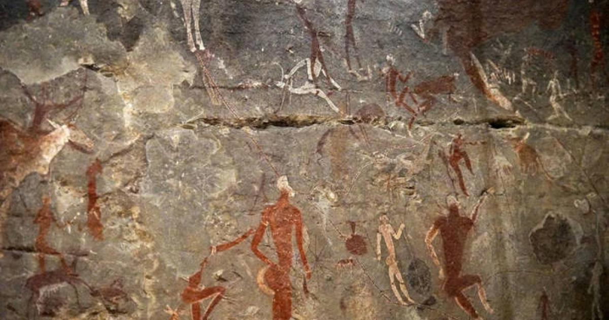 A section of the Linton Panel, with San people dancing, 