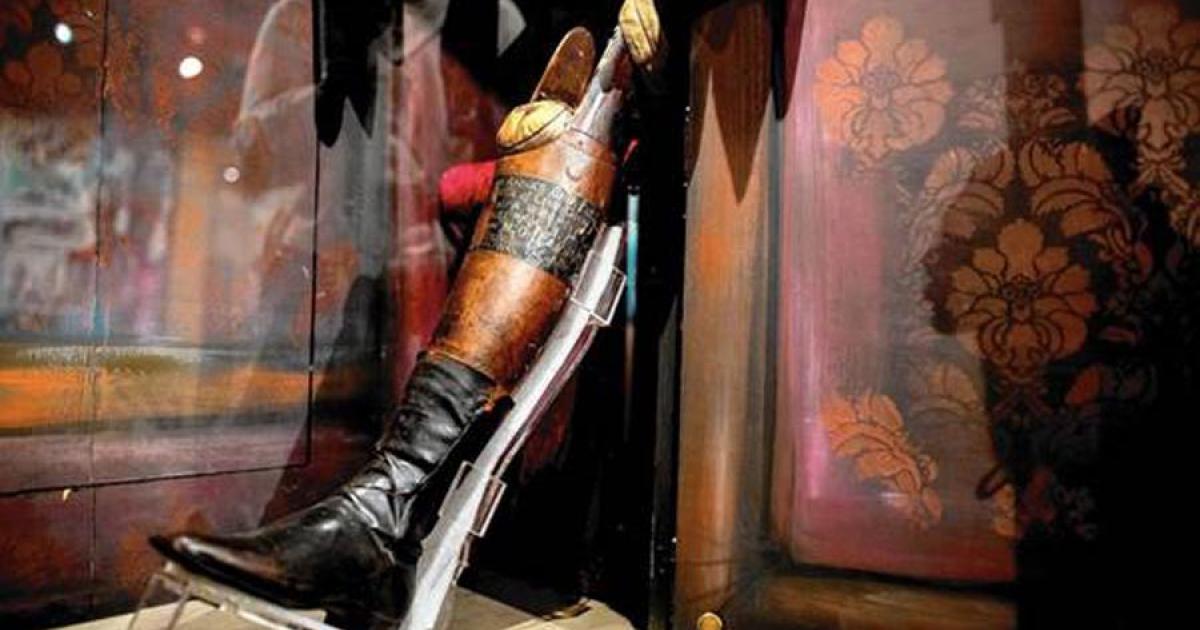 Gen. Santa Anna's prosthetic leg remains on display at the Illinois State Military Museum in Springfield. (Lane Christiansen / Chicago Tribune)
