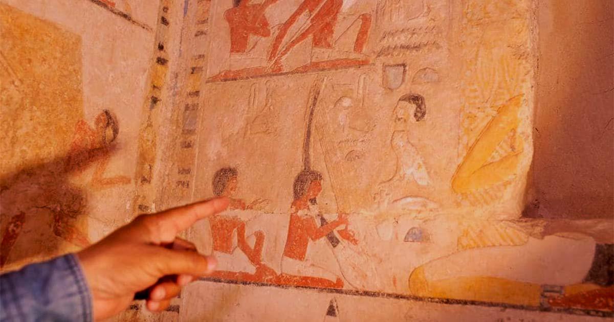 Decoration inside one of the tombs recently unearthed in Saqqara, Egypt. Source: Ministry of Tourism and Antiquities